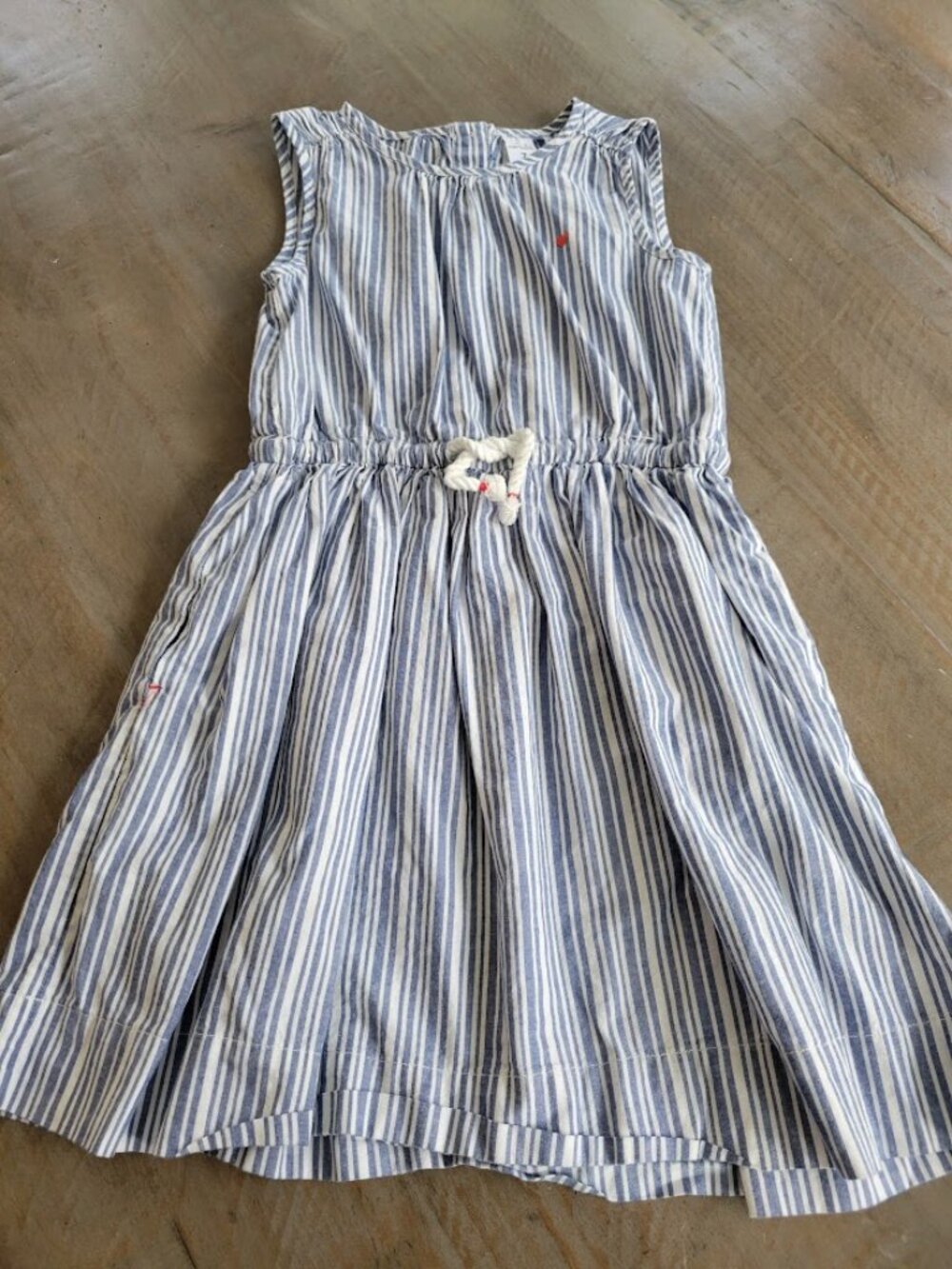 Girl's Carter's Dress, Blue & White stripe, Size 7